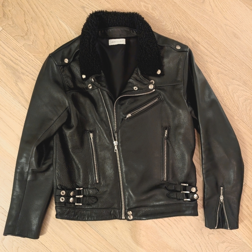 John Elliott Black Leather Biker Jacket